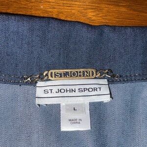 NWOT St. John Sport Blue Demin Long Jacket w/Drawsting/copper stitching
